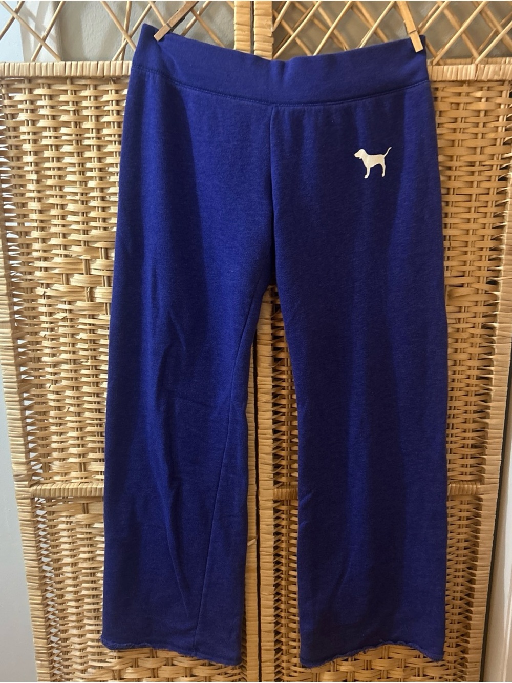 Victoria Secret Pink Ladies Wide Leg Frayed Sweatpants Size Med